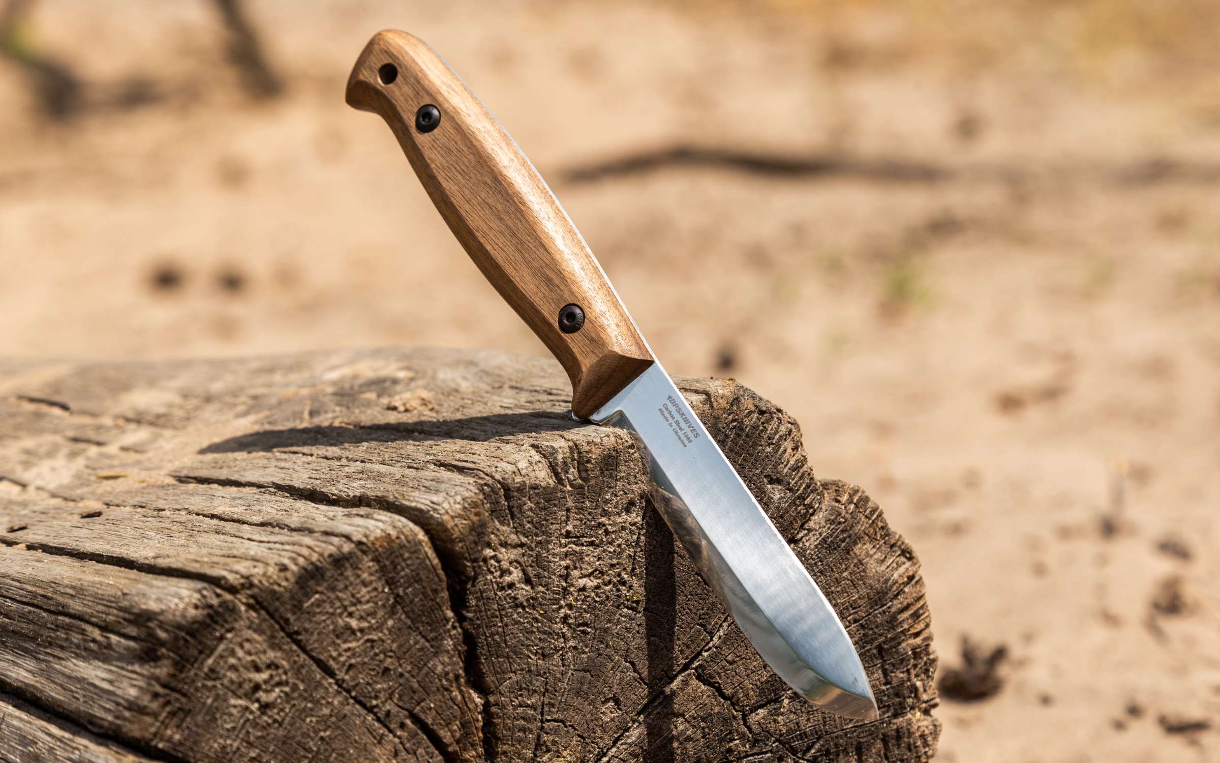 Knife with wooden handle