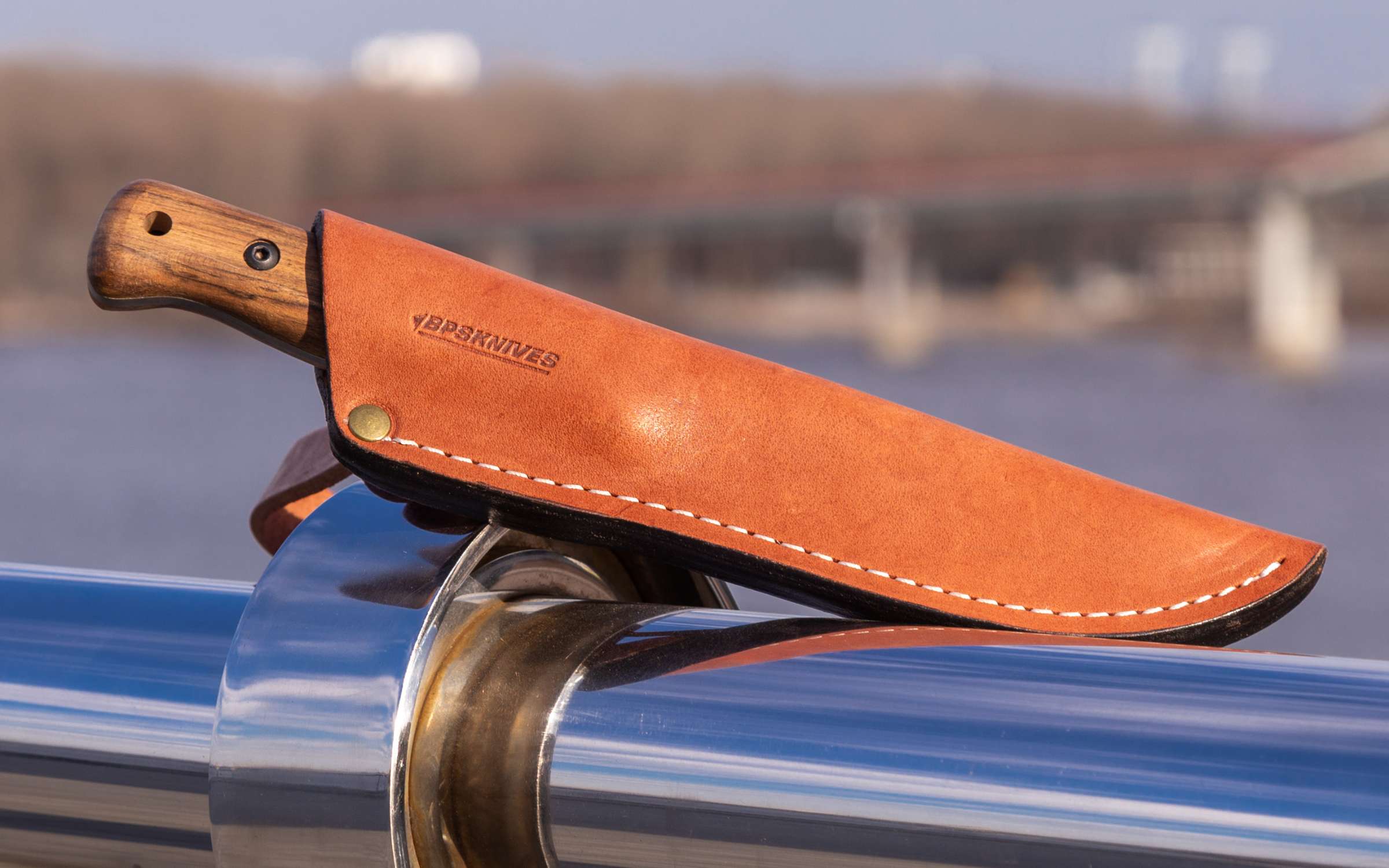 Knife with leather sheath